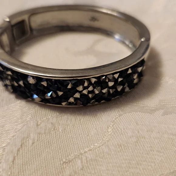 Blue Bead Bangle, Marcasite Studded Silver Tone, Kenneth Cole Bracelet - Picture 4 of 4